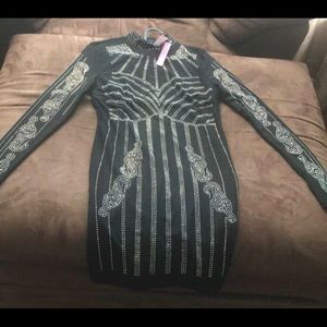 Black mini dress rhinestones NWT